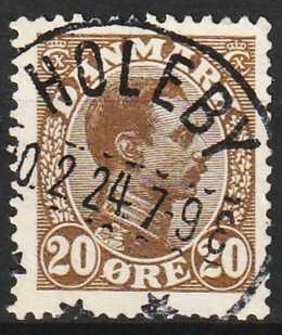 FRIMÆRKER DANMARK | 1921-22 - AFA 125 - Chr. X 20 øre brun - Lux Stemplet Holeby